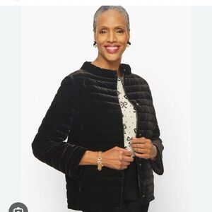 Talbots Black Quilted Velveteen Jacket